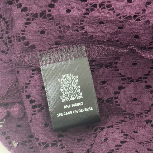 Torrid Womens Sze 2X Lace Mix Long Sleeve Top Blouse Burgandy Sheer V Neck- NEW - Picture 8 of 14